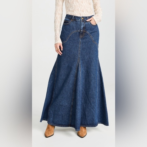 Zimmermann Luminosity Denim Maxi Skirt NWT Size 12 - Picture 2 of 12